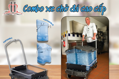 Combo Xe Chở Đá Cao Cấp & Thùng Đựng Đá Rubbermaid – Giải Pháp Vận Chuyển Đá An Toàn, Tiện Lợi, Chuẩn Nhà Hàng – Khách Sạn