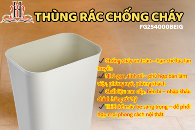 Thùng rác chống cháy Rubbermaid 5L FG254000BEIG – Giải pháp an toàn, sang trọng cho văn phòng & gia đình