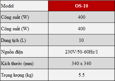 Thông số kỹ thuật Nồi hâm súp Sammic OS-10